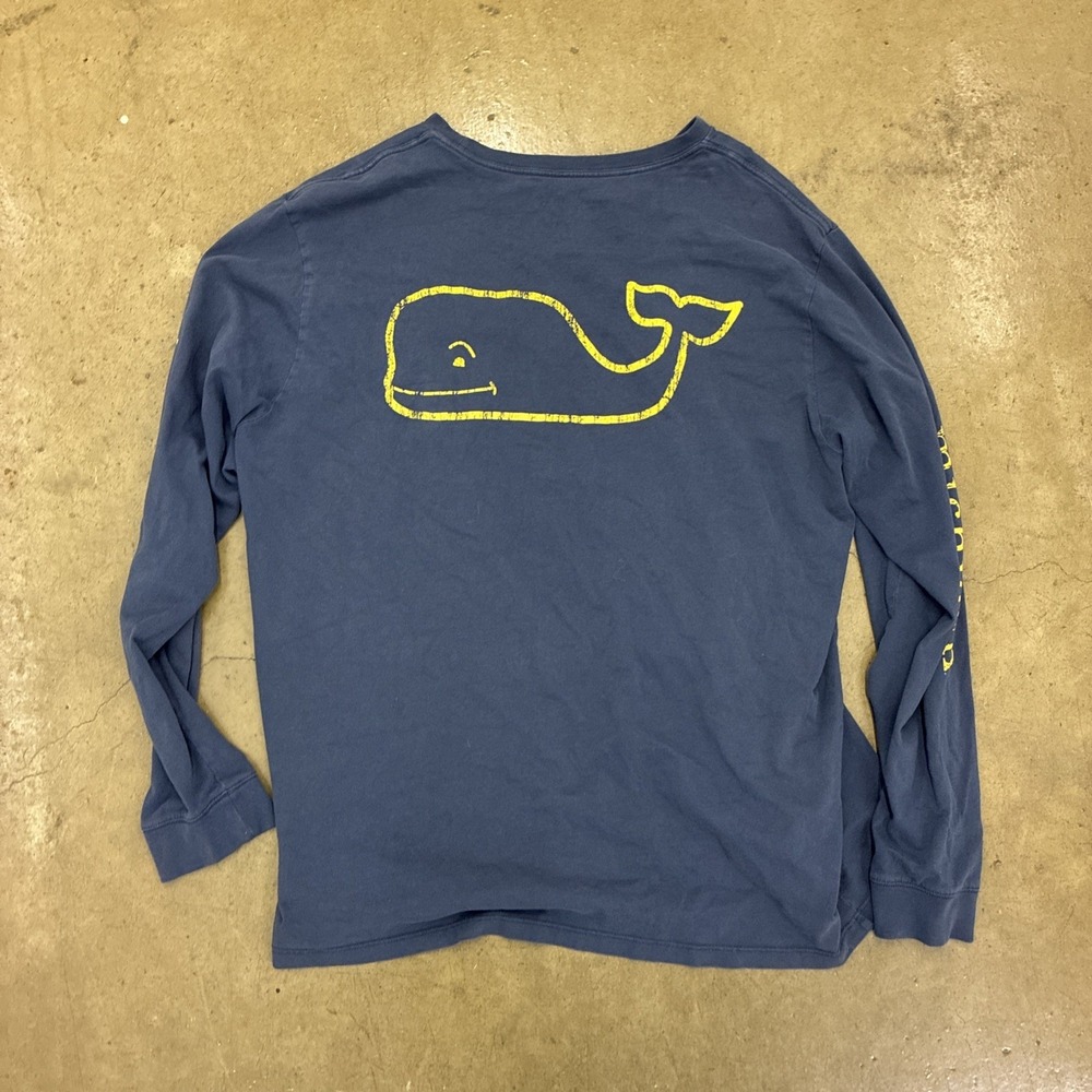 Vineyard Vines Whale Logo Long Sleeve Shirt Men's XL Blue 100% Cotton